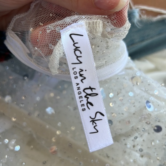 White Lucy in the Sky Glitter Romper - Picture 3 of 4